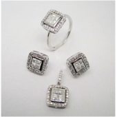 925銀公主方戒指耳環吊墜套裝